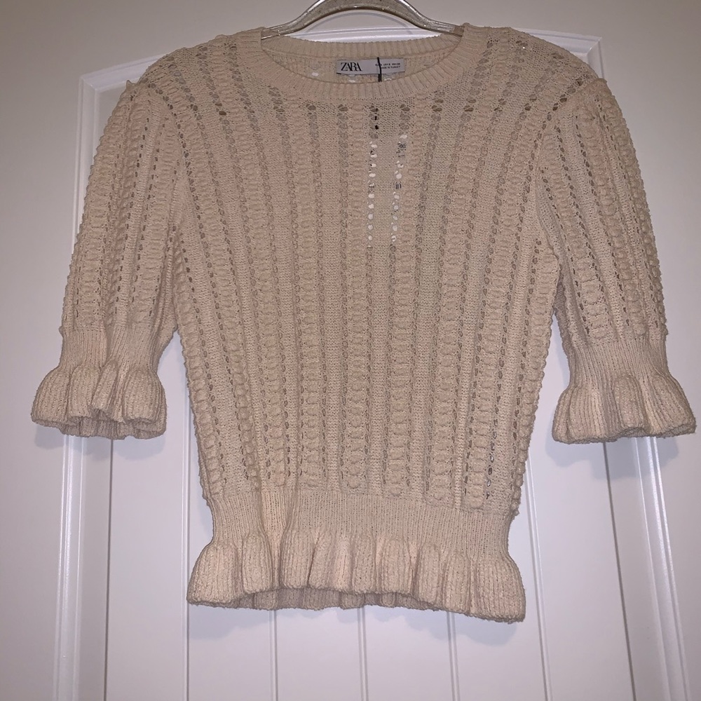 Zara Crochet Off-White Top